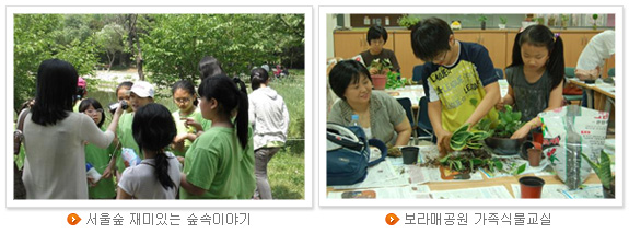서울숲 재미있는 숲속이야기(좌), 보라매공원 가족식물교실(우)