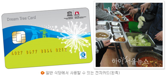 일반 식당에서 사용할 수 있는 전자카드