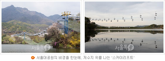 서울대공원의 비경을 한눈에, 저수지 위를 나는 `스카이리프트`