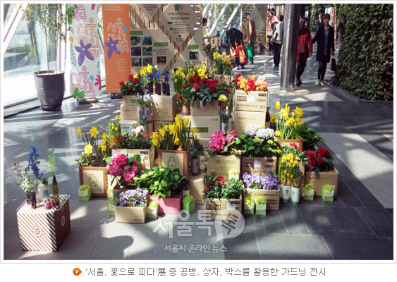 `서울, 꽃으로 피다`展 중 공병, 상자, 박스를 활용한 가드닝 전시