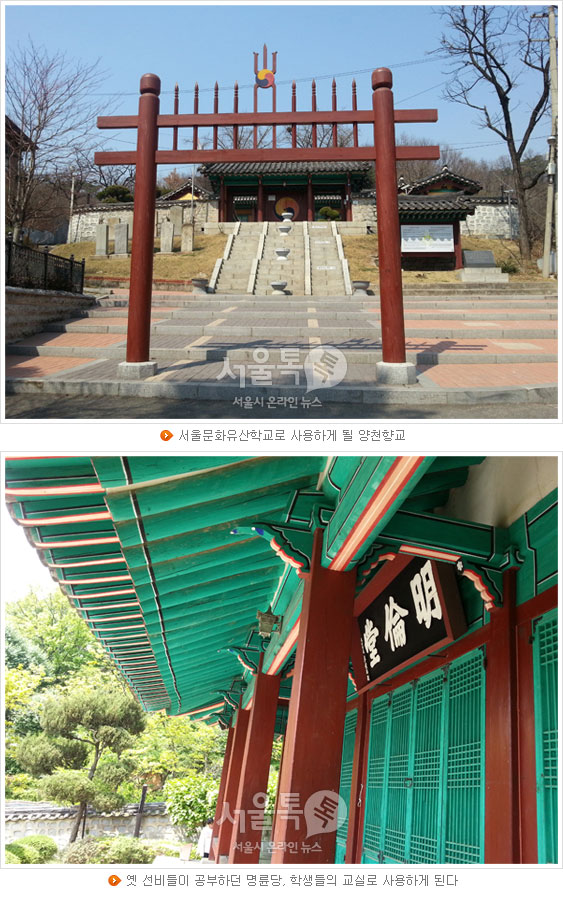 서울문화유산학교로 사용하게 될 양천향교, 옛 선비들이 공부하던 명륜당, 학생들의 교실로 사용하게 된다