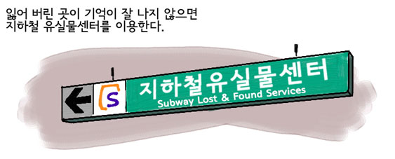잃어 버린 곳이 기억이 잘 나지 않으면 지하철 유실물센터를 이용한다.
