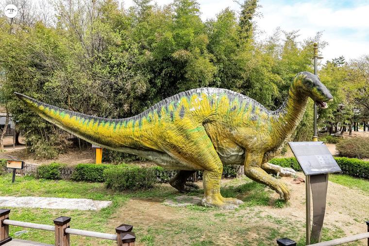 이구아노돈 공룡 모형. 모든 공룡 모형들은 실제 크기로 제작되어 있어 더욱 볼만하다. 