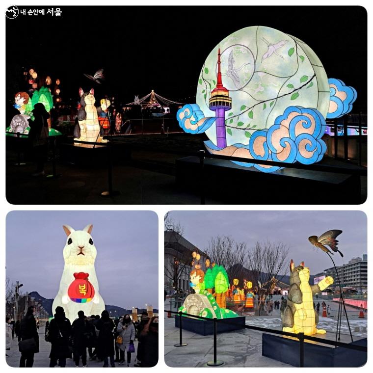 2022 서울 빛초롱의 다양한 작품들. 2023년을 상징하는 토끼도 미리 만날 수 있다. ⓒ이선미  