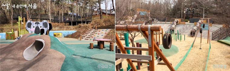 노원구 ‘종달새 어린이공원’(좌), 마포구 평화의공원 ‘아기새의 모험 놀이터’(우)