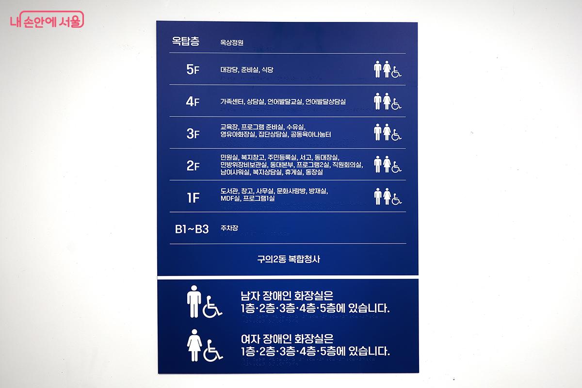 구의2동 복합청사 층별 안내도 ©김주연