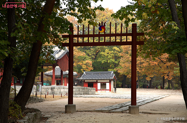 홍살문 너머 보이는 정릉