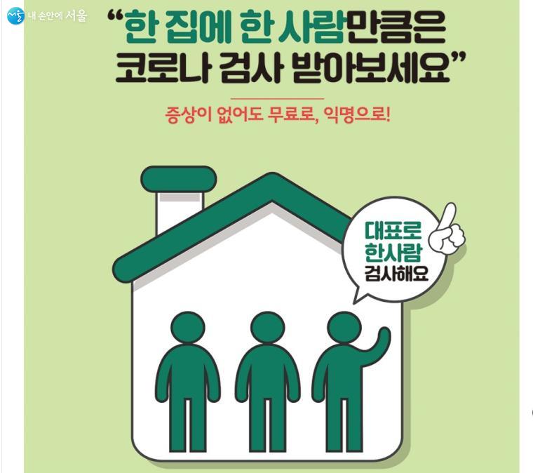 ‘한 집에 한 사람’ 코로나19 무료 선제검사 캠페인 포스터