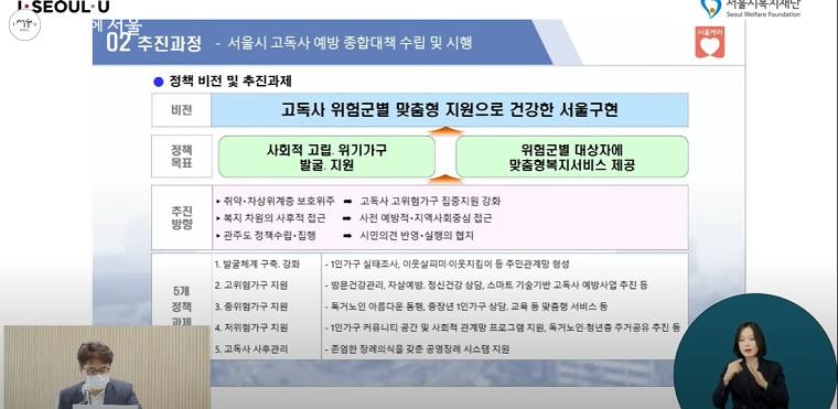 고독사 예방에 관한 추진 과정에 대해 설명하고 있다.   ⓒ서울시복지재단