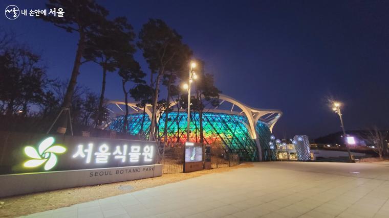 화려한 조명을 선보이는 서울식물원 모습
