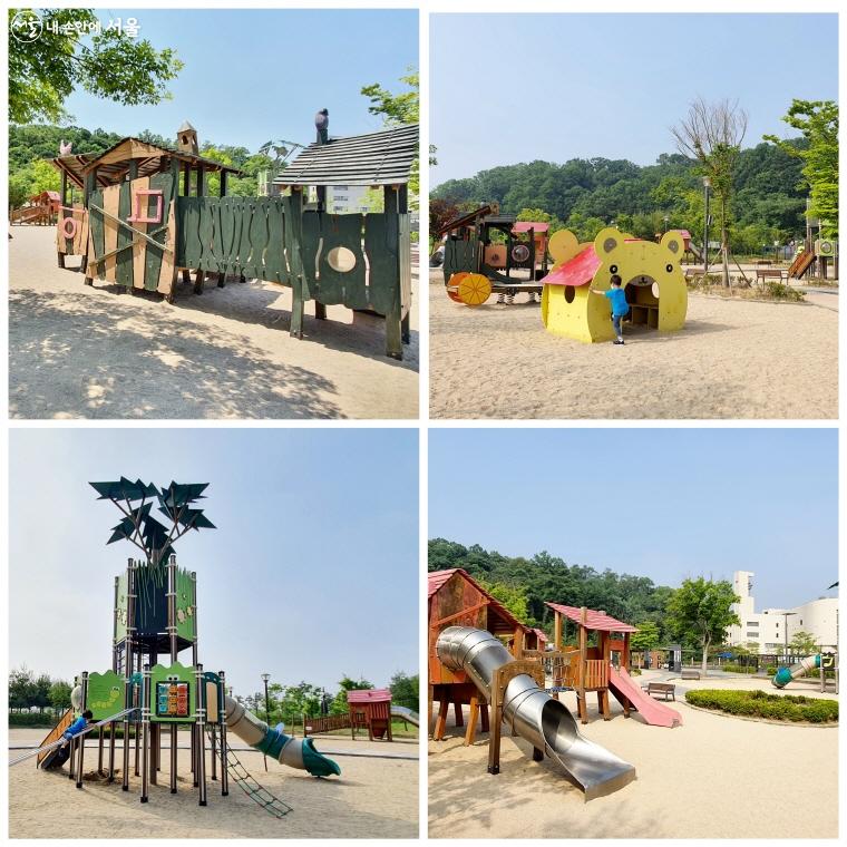 공원 내 아이들의 눈높이에 맞춘 다양한 모래놀이터가 조성돼 있다. ⓒ방금숙