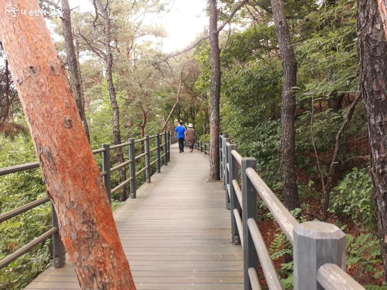 북한산자락길은 총 4.5km로 목재 데크길을 따라 깊은 숲의 진수를 맛볼 수 있다.