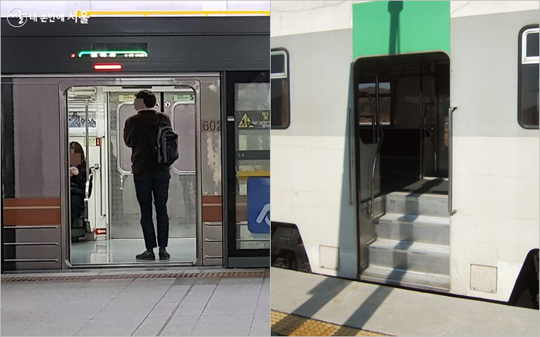 탈 때 계단이 필요 없는 지하철과 계단이 필요한 일반열차 ©한우진