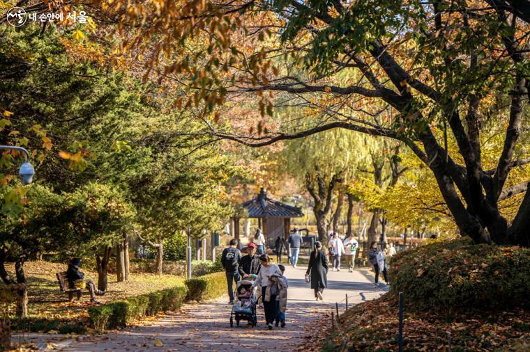 주말을 맞아 많은 시민들이 용산가족공원을 찾은 모습. 최근에는 교통약자들을 위한 다양한 정비사업이 진행되었다 ⓒ임중빈