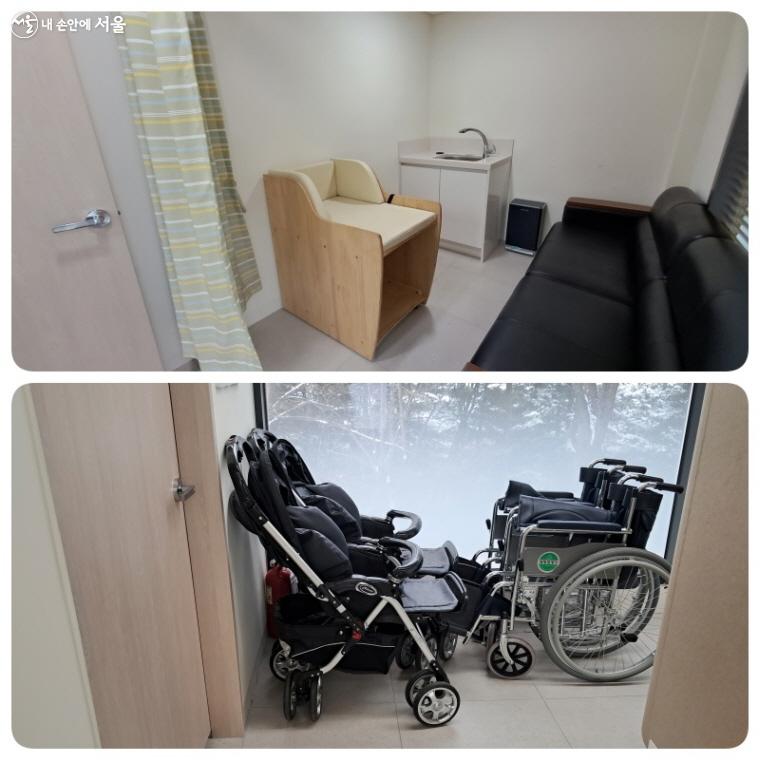 안내센터에는 수유실이 마련돼 있고, 유아차와 휠체어를 무료로 대여한다.