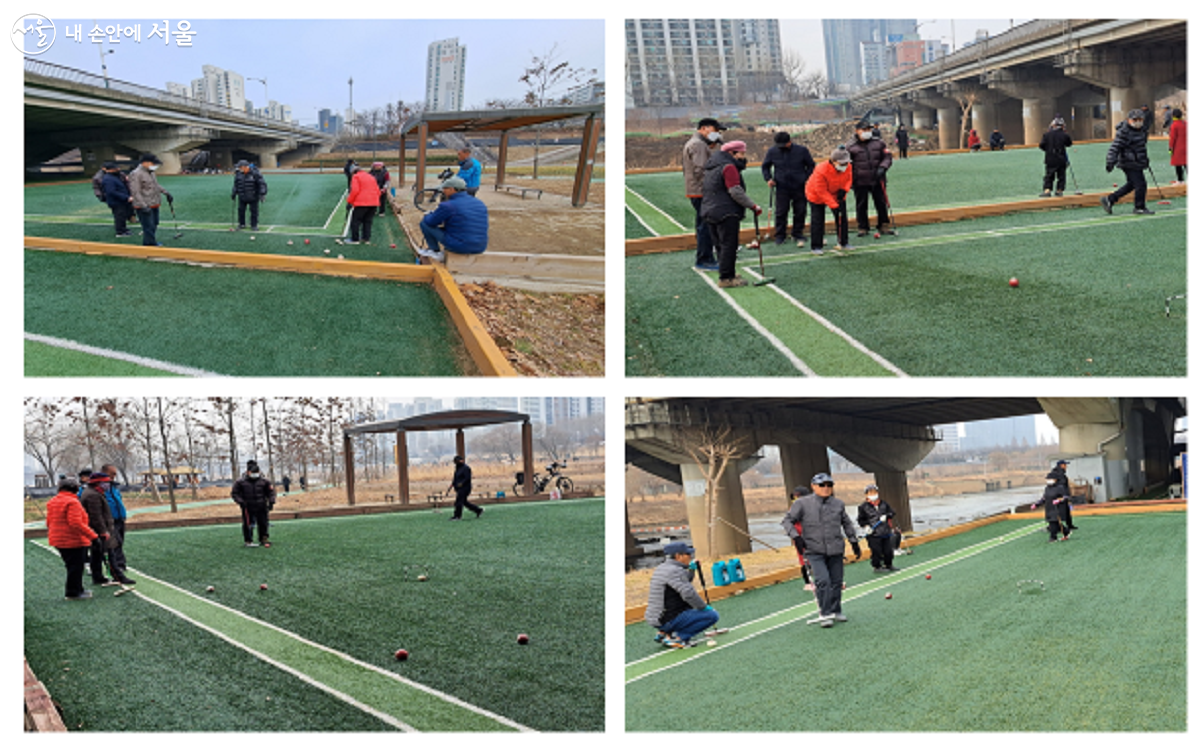 영등포구 오목교 게이트볼 경기장에서 운동을 즐기는 모습 ©홍지영 