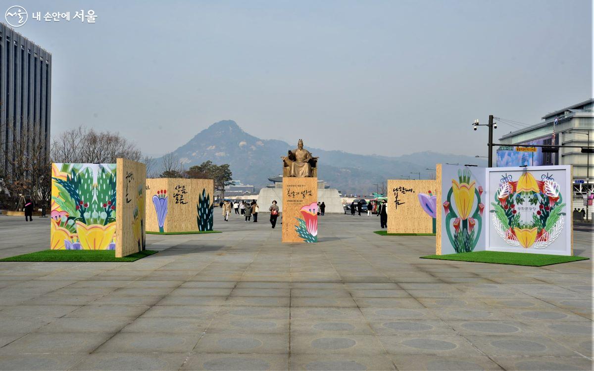 현재 광화문광장에서는 계절 기획전시로 3월 1일까지 ‘봄날의 설렘’전이 열리고 있다. ⓒ조수봉