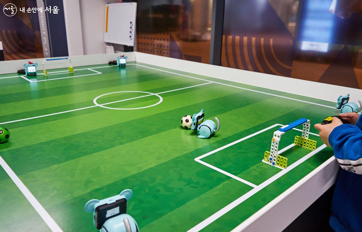 로봇을 조종하여 재미난 축구 경기를 할 수 있다. ⓒ이정규