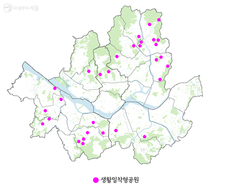 서울시 생활밀착형 공원 조성현황: 총 30개소, 32만㎡ 규모(상세 공원명은 기사 하단 표 참고)