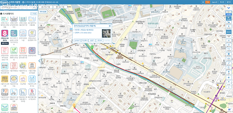 그 중 경의선 숲길을 선택해 봤다. ‘상세보기’에서 개화시기, 위치 등을 알 수 있다. ⓒ스마트서울맵