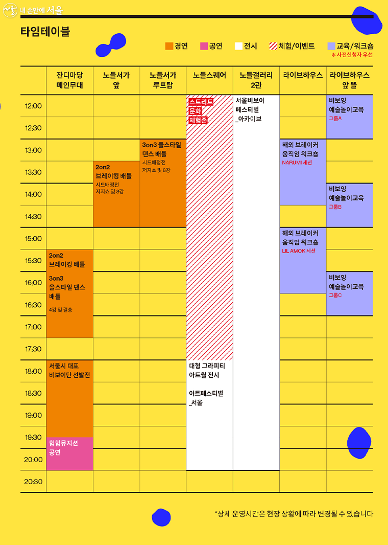 2023 서울비보이페스티벌 시간표