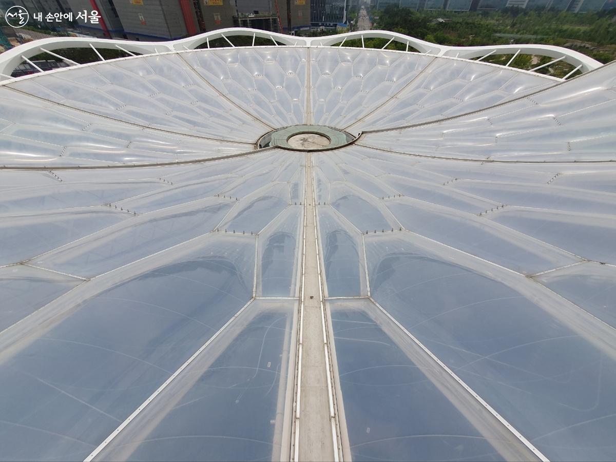 식물문화센터 옥상 정원에서 본 식물원 지붕 ©김인수 