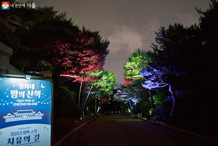 관저 인근에는 ‘치유의 길’이 마련되어 밤의 산책의 대미를 장식하였다. ⓒ이정규