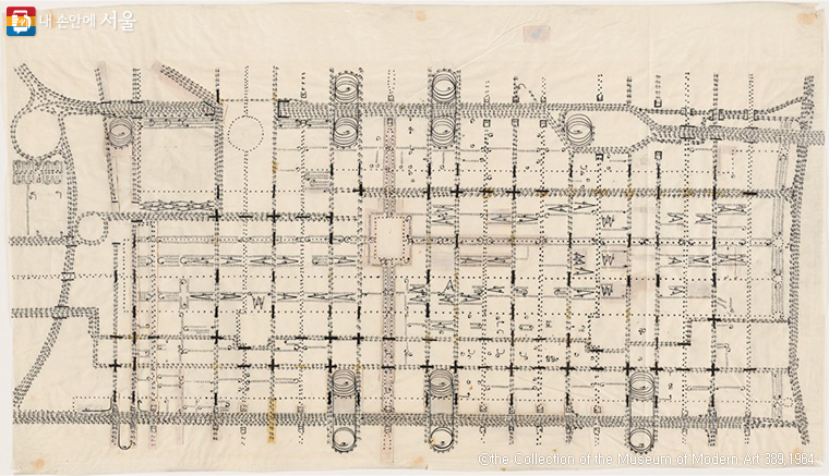 Louis Kahn의 필라델피아 교통 연구. 1952.