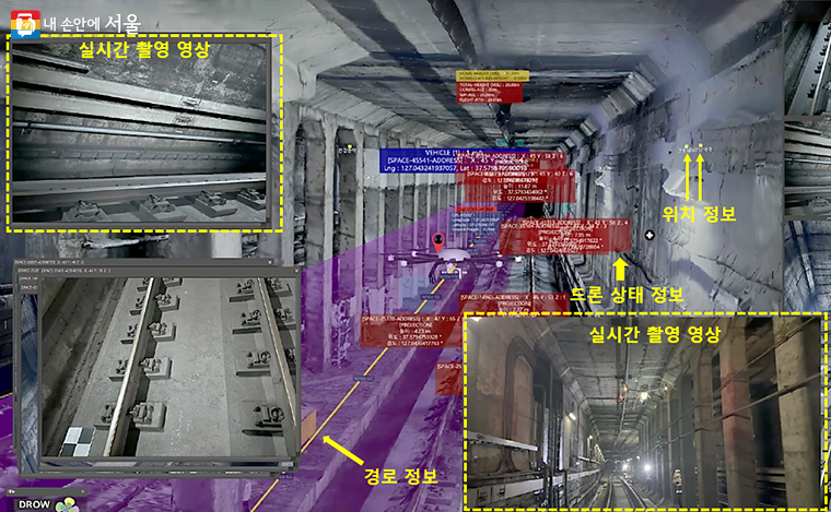 드론관제시스템을 활용한 터널 시설물 관리 개념도