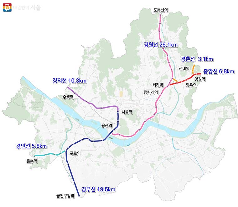 서울시 내 국가철도 지상구간 