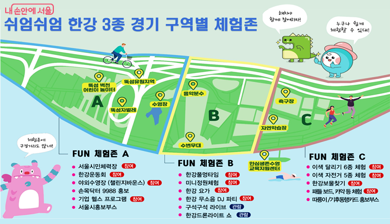 ‘FUN 체험존’에서는 서울시민체력장, 한강운동회 등 누구나 참여가능한 다양한 프로그램이 운영된다. 
