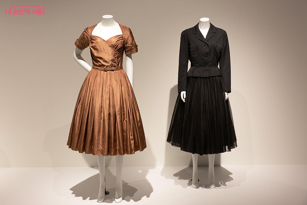 크리스티앙 디올의 시나몬 태피터 드레스(1950s)와 뉴 룩 재킷(1950s) ⓒ김아름