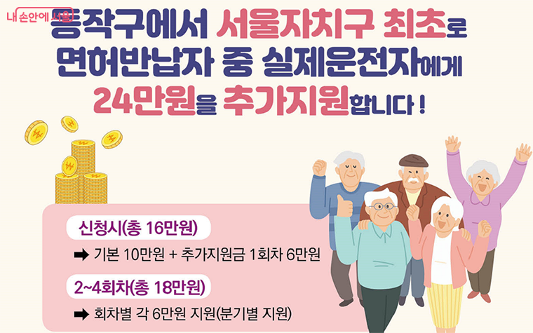  동작구에서는 고령운전자 면허반납자에게 24만원을 추가 지원한다. ©동작구청