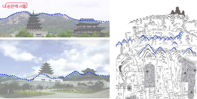 디자인 초기 단계에 박물관 배경을 이루고 있는 북악산, 인왕산 등의 중첩된 산세에서도 영감을 받았다. 