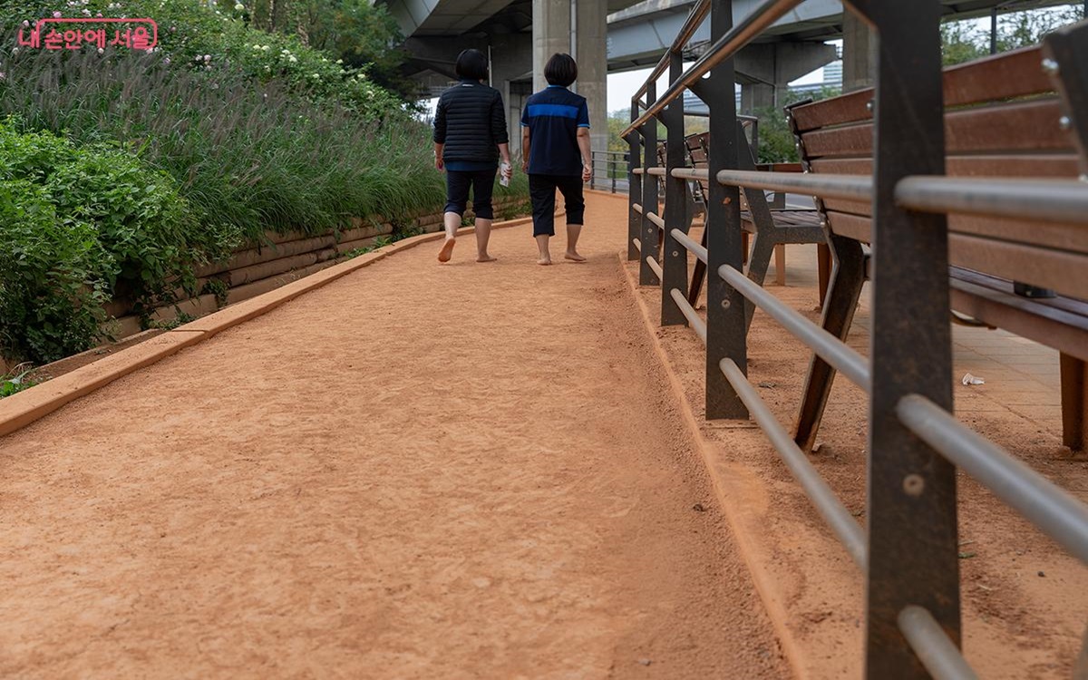 용답역 건너 한양여자 대학교 가는 방향에 황톳길이 250m 정도 조성되어 있다. ⓒ문청야