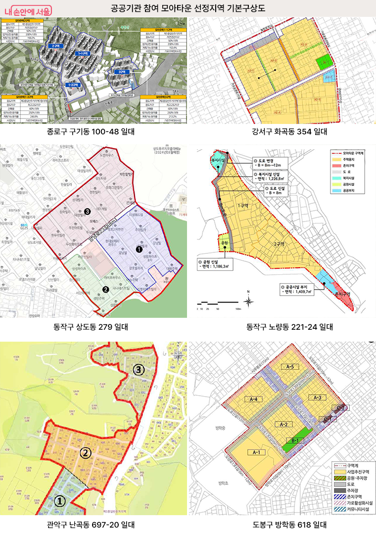 공공기관 참여 모아타운 선정지역 기본구상도