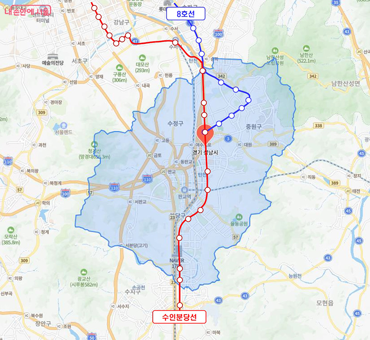 도시철도 노선 현황(성남시): 8호선 7개 역(남위례~모란), 수인분당선 10개 역(가천대~오리)