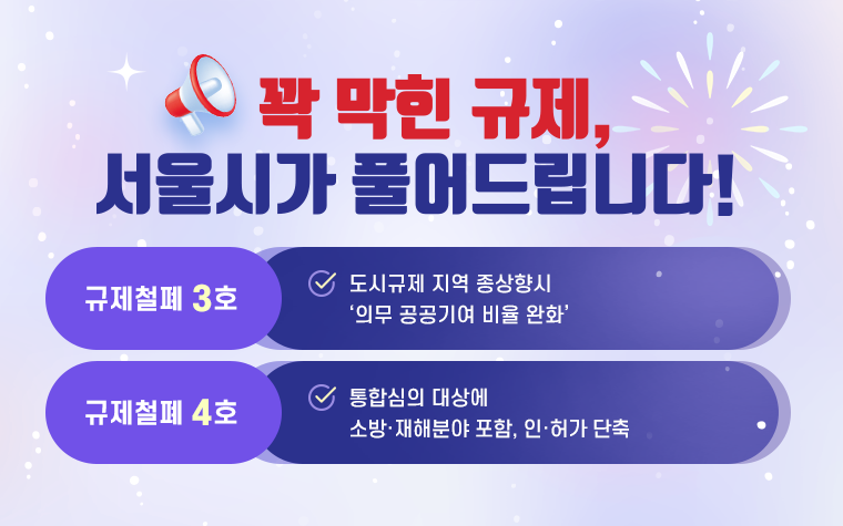 규제지역 공공기여 비율 줄이고, 소방·재해 통합 심의 