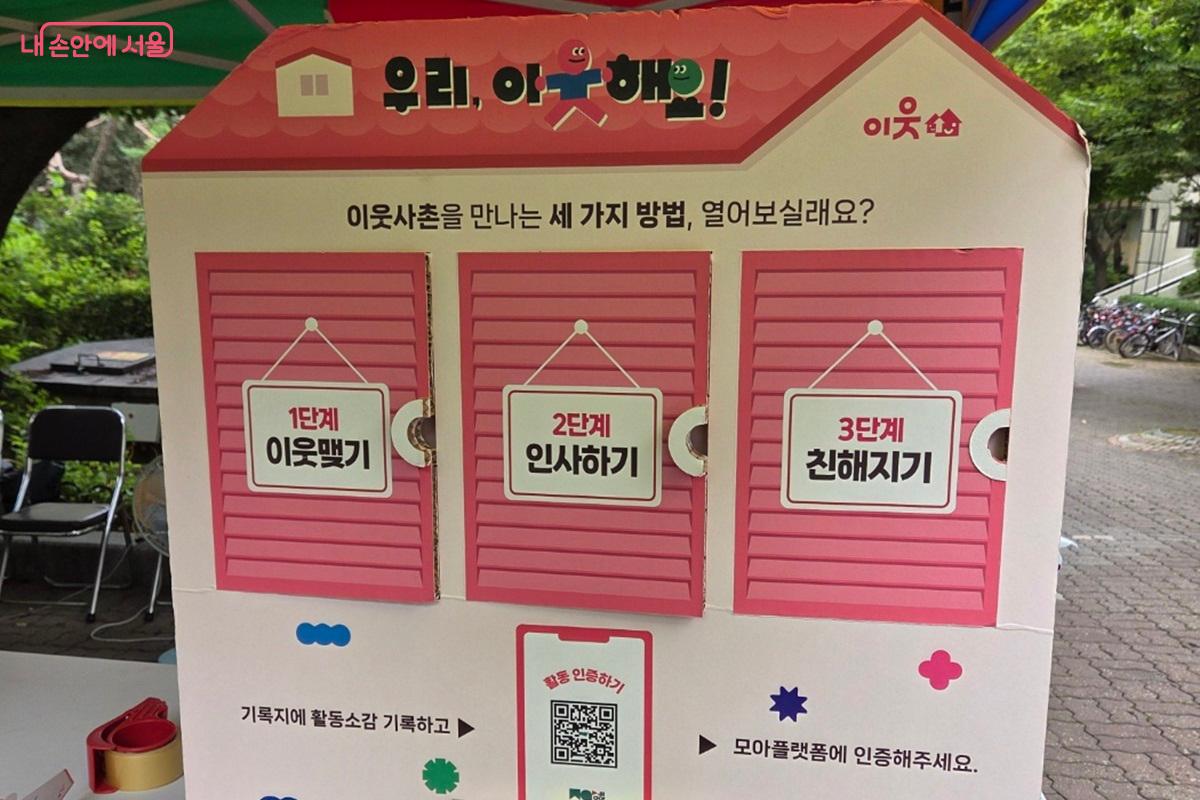 3단계로 진행되는 '우리 이웃해요' 참여 방법을 알기 쉽게 설명해 놓았다. &copy;박영실