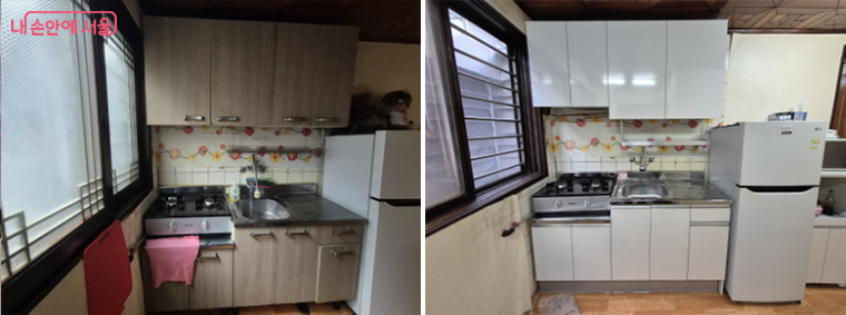 싱크대 수리 전후 사진
