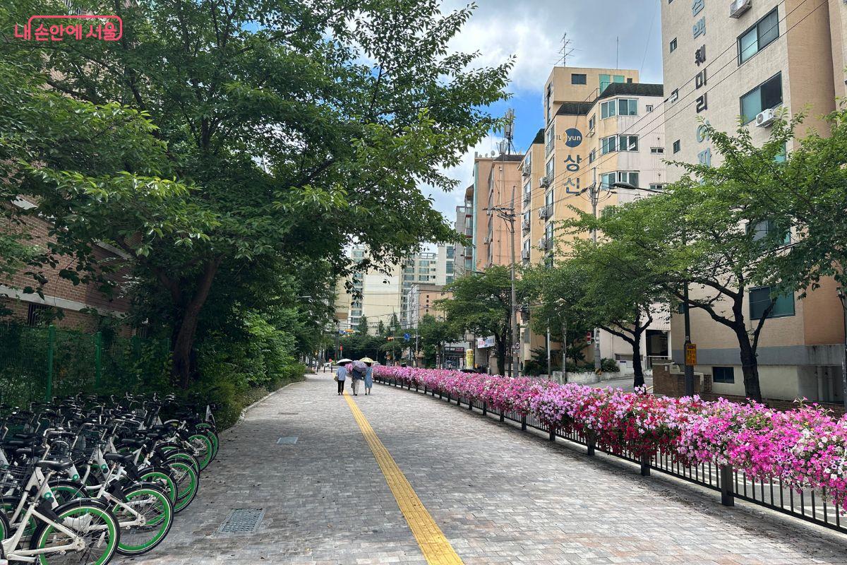 휠체어나 유모차가 잘 이동할 수 있도록 보도블록이 정비됐다. ©김재형