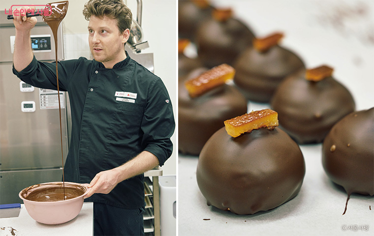 셰프 넬리슨 케빈(왼쪽), 유자 멜로 케이크(오른쪽) 
