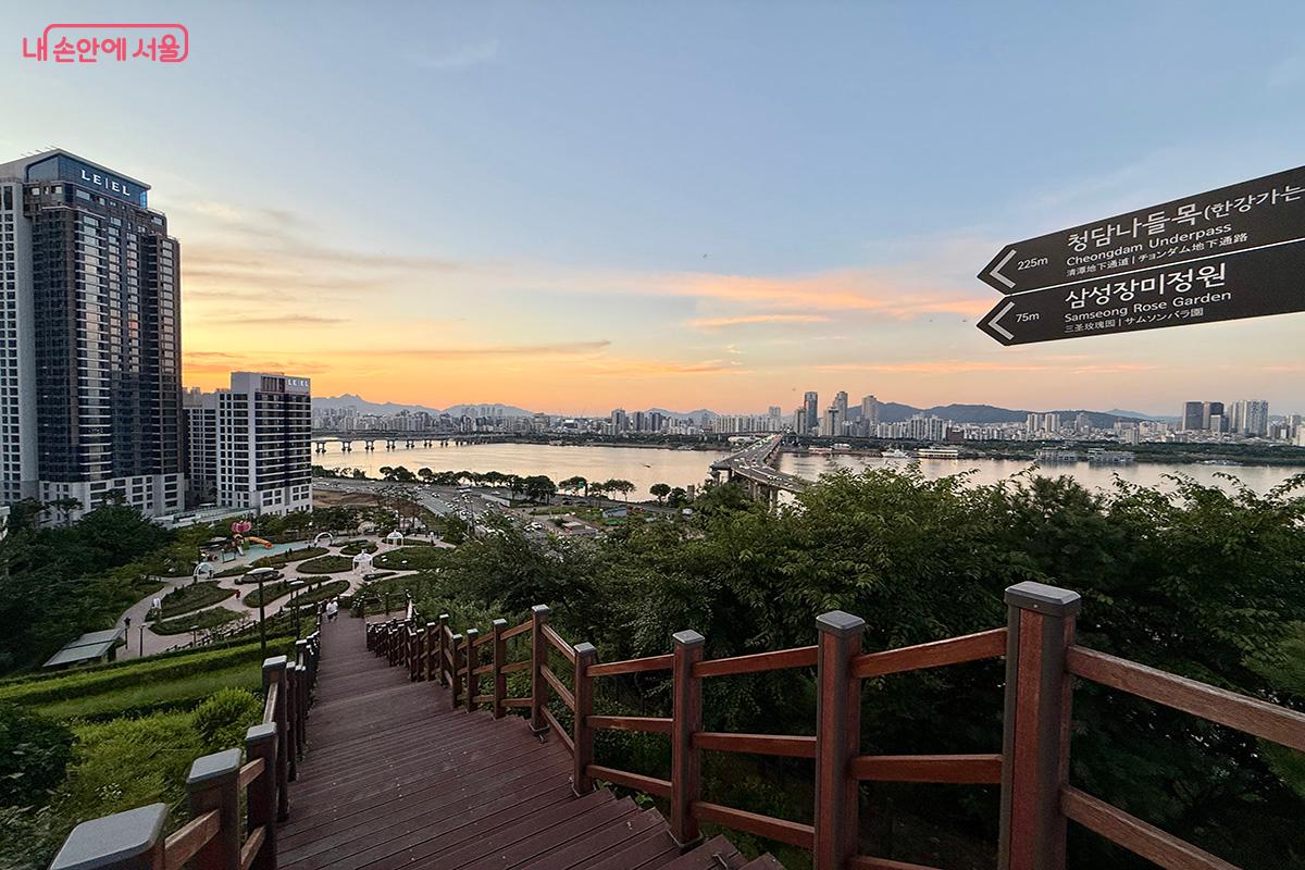 계단을 따라 내려가면 장미정원이 나온다. ©김미정