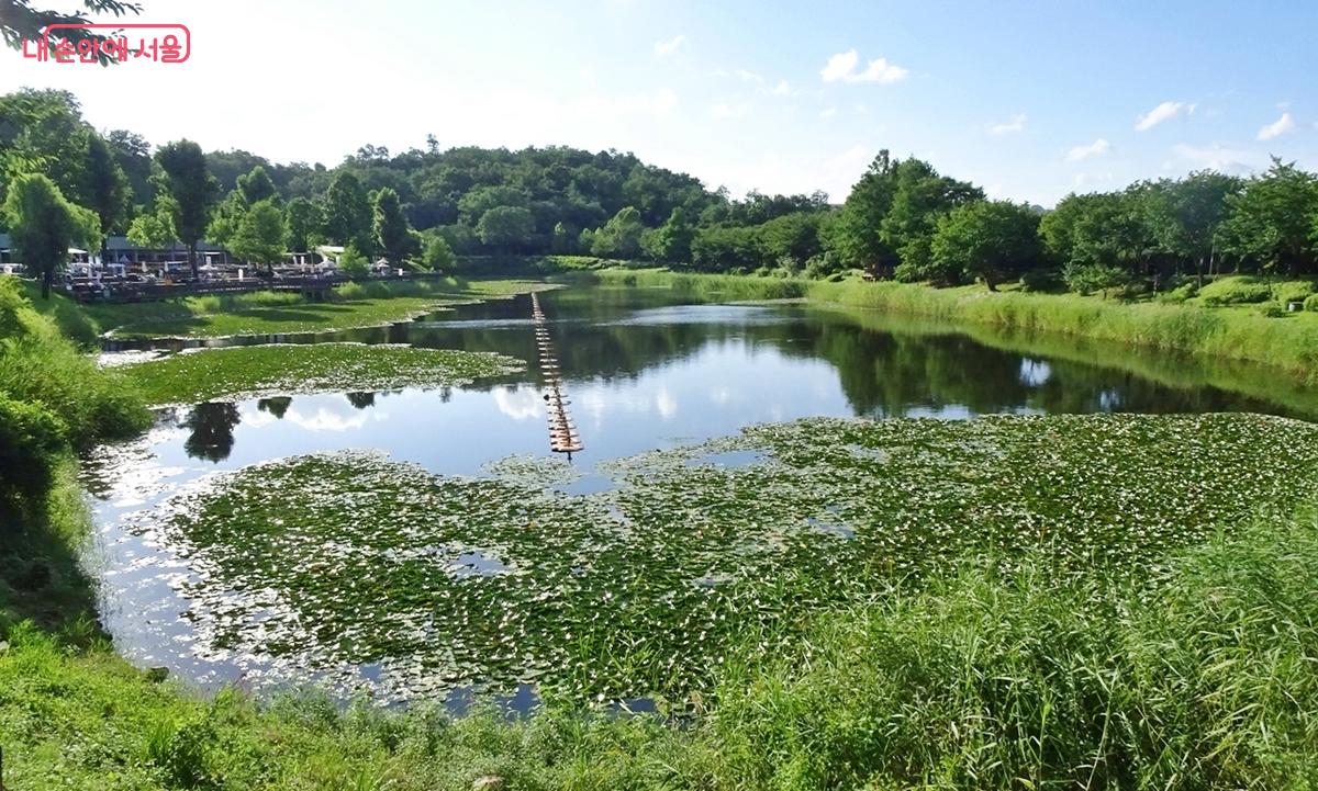 비행기가 지나가면 작동하는 호수 안 소리분수대 ©김종성 