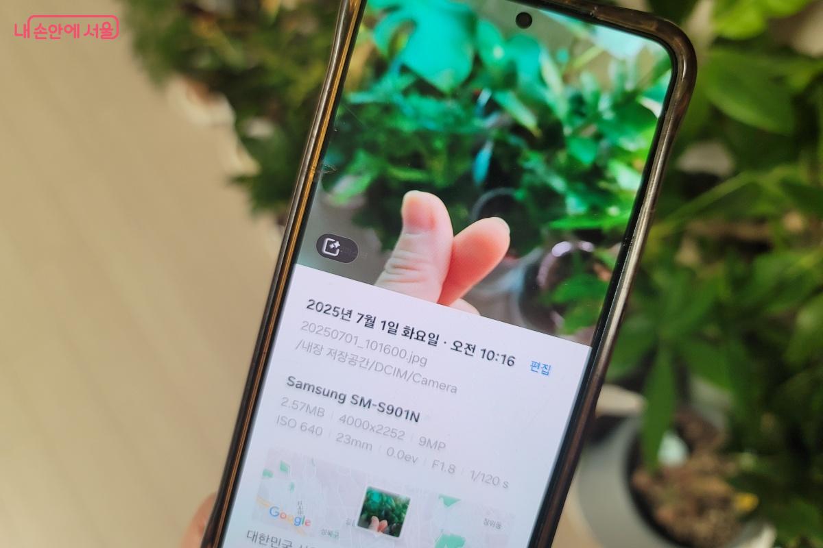 사진의 날짜, 장소가 나오는 상세 정보를 캡처해 2장의 사진을 업로드 후 인증 신청한다. ©김미선