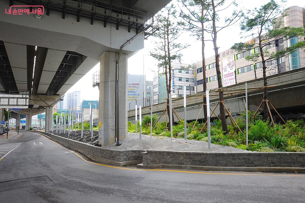 버려졌던 공간에 화단을 조성하고 경관 조명을 설치했다. ©조수봉