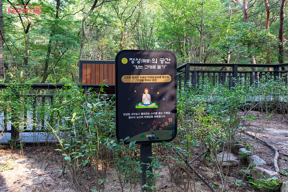 고요한 분위기 속에서 자연의 소리를 들으며 안정을 취하는 정성의 공간 ©문청야