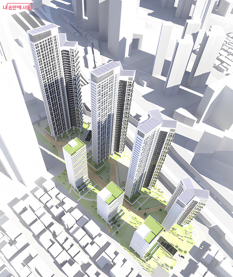 서울시가 청량리역 인근 용두동 일대에 보행친화 단지를 조성하는 ‘신속통합기획’을 확정했다. 조감도(계획안)