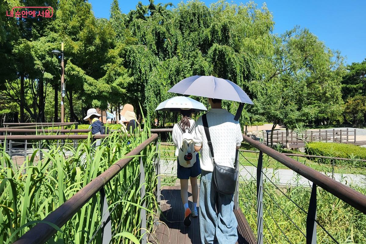 수질정화원 데크길로 이동하는 참가자들 ©권수진