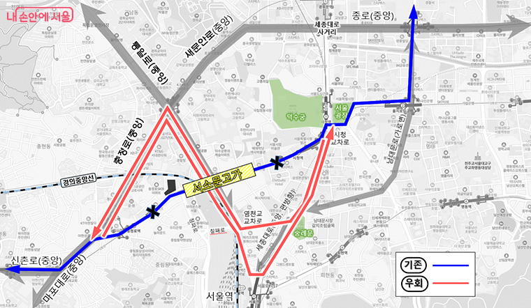  유형1 : 고가 왕복 통과 (172, 472, N62, N73, N51)